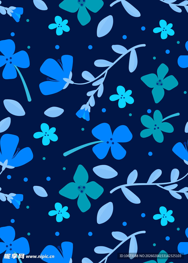蓝色花卉图案背景纹理