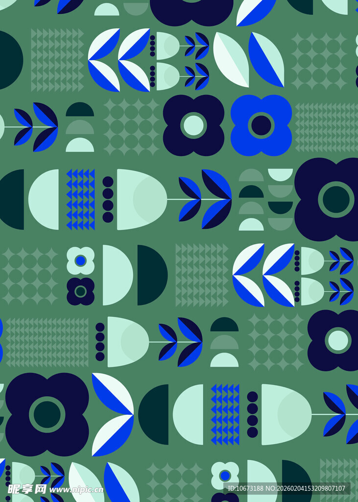 几何花卉图案的多彩背景