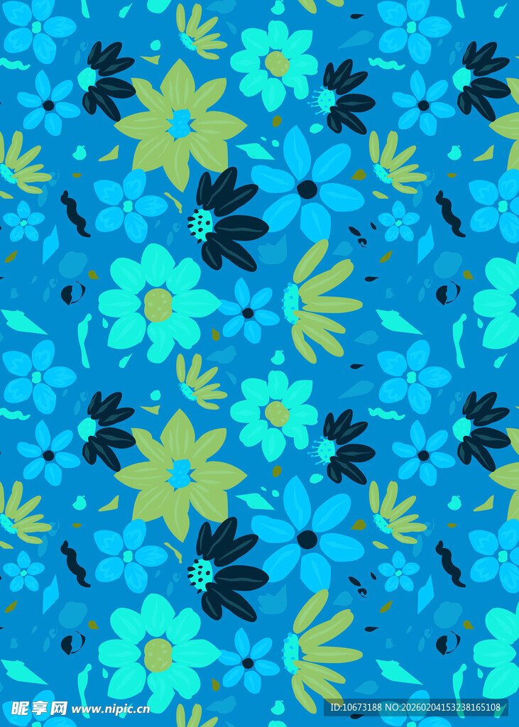 蓝色花卉图案背景