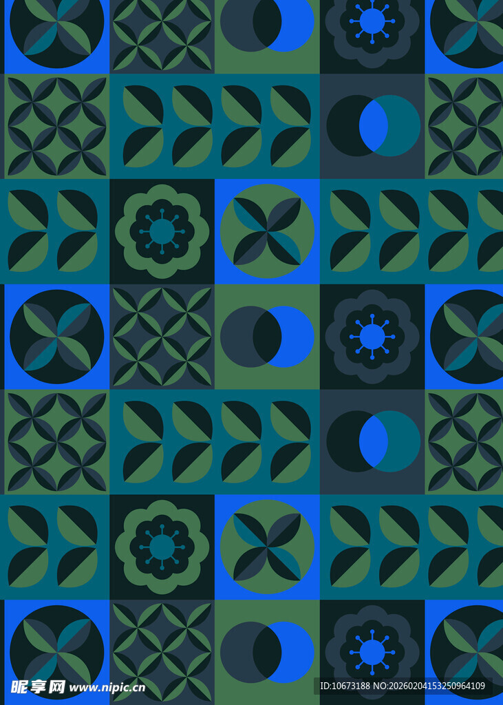 蓝绿几何图案无缝背景