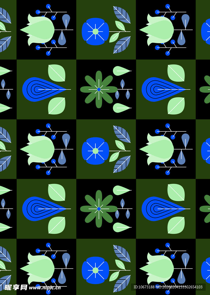 蓝绿相间几何图案纹理