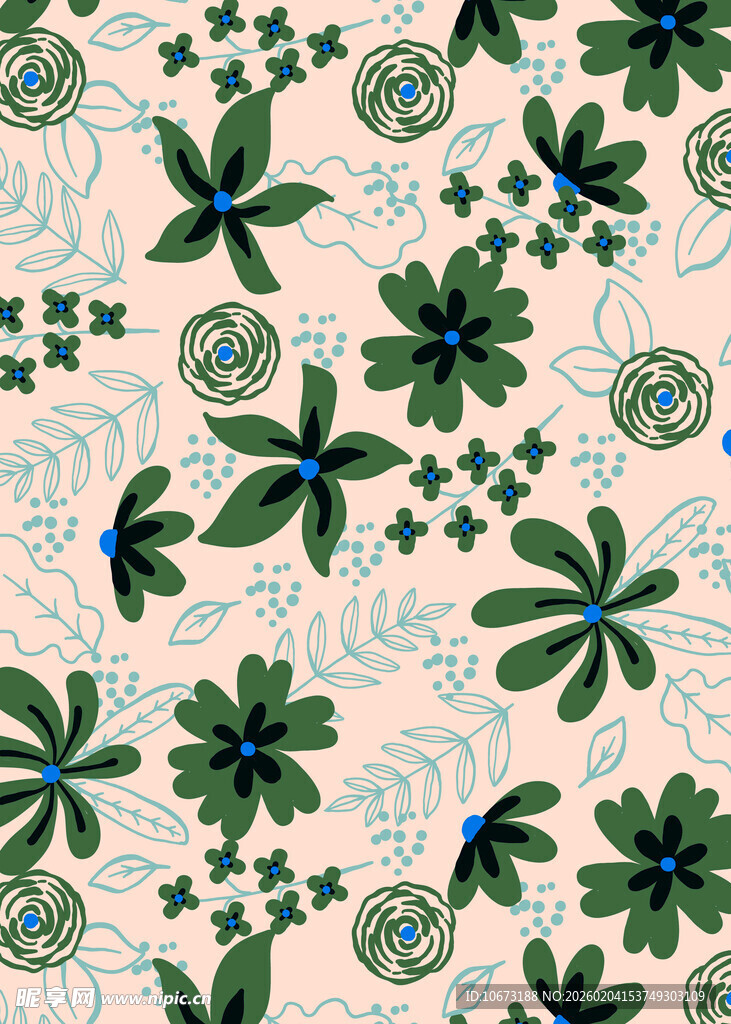 清新花卉植物图案背景