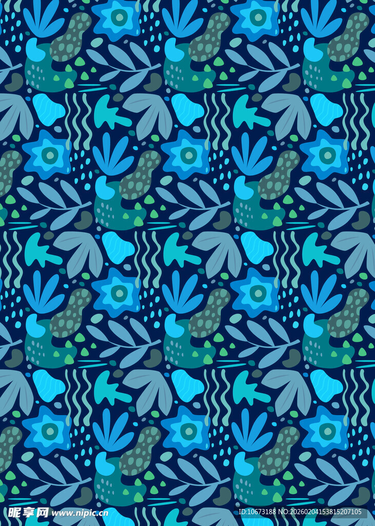 蓝色花卉几何图案纹理