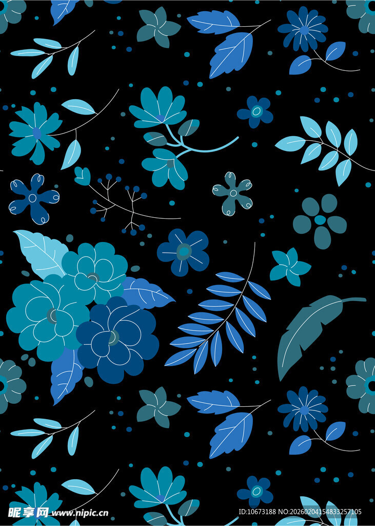 蓝色花卉图案背景纹理