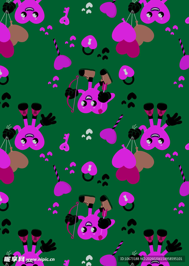 绿色底可爱卡通图案纹理