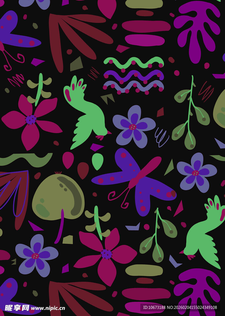 多彩植物花卉抽象图案