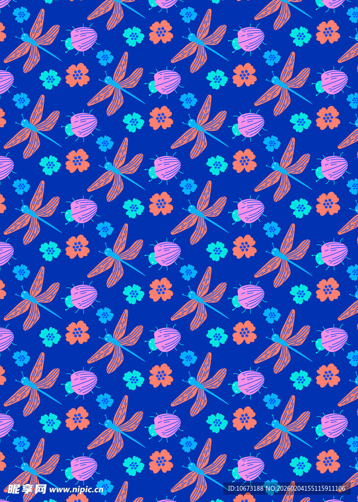 蓝色花卉几何图案纹理