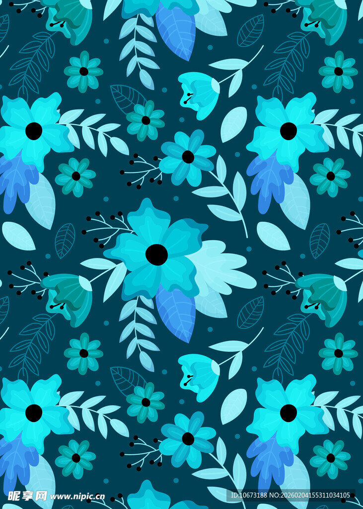 蓝调花卉图案背景