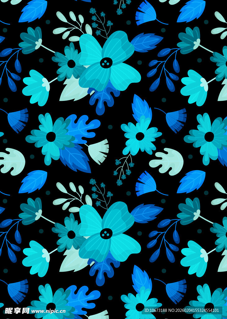 蓝色花卉图案背景