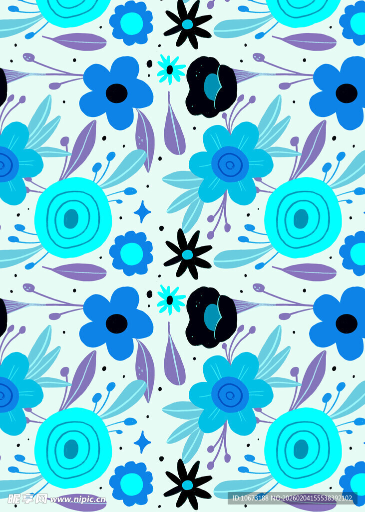 蓝紫花卉图案设计