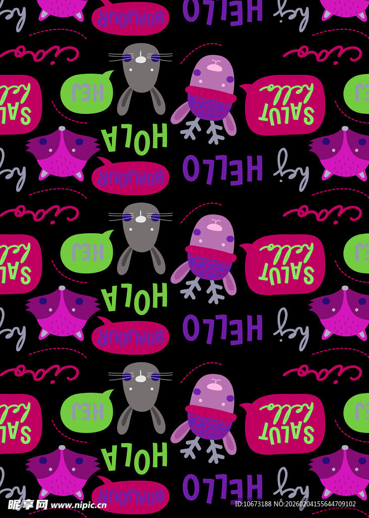 霓虹风格卡通图案背景