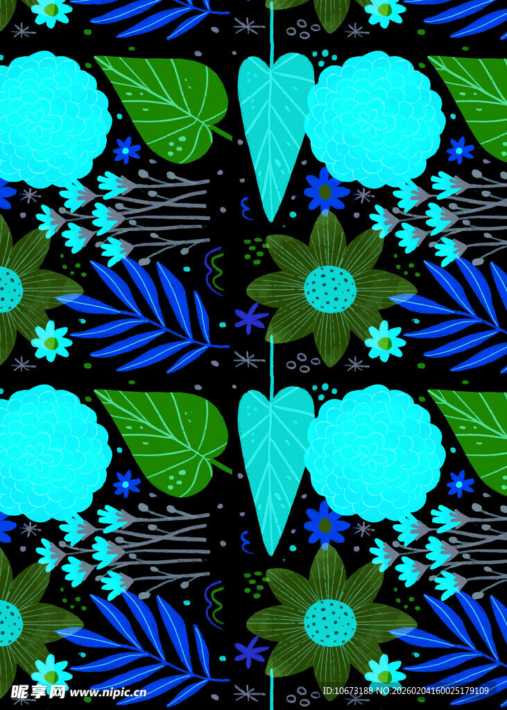 多彩几何植物图案设计