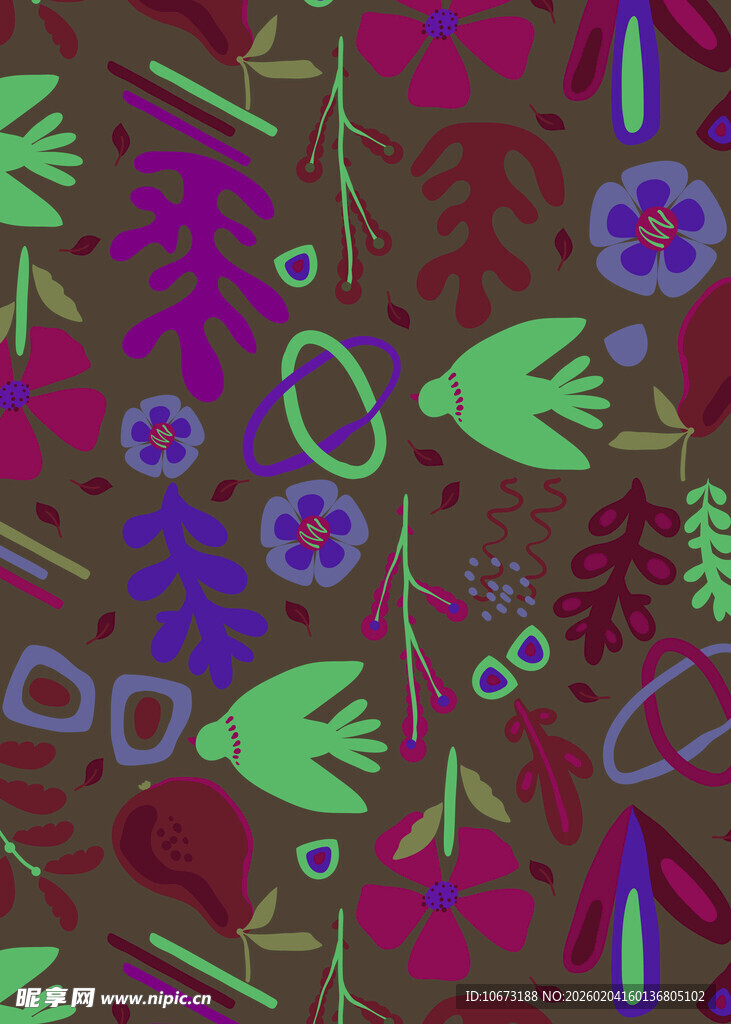 多彩抽象植物图案纹理