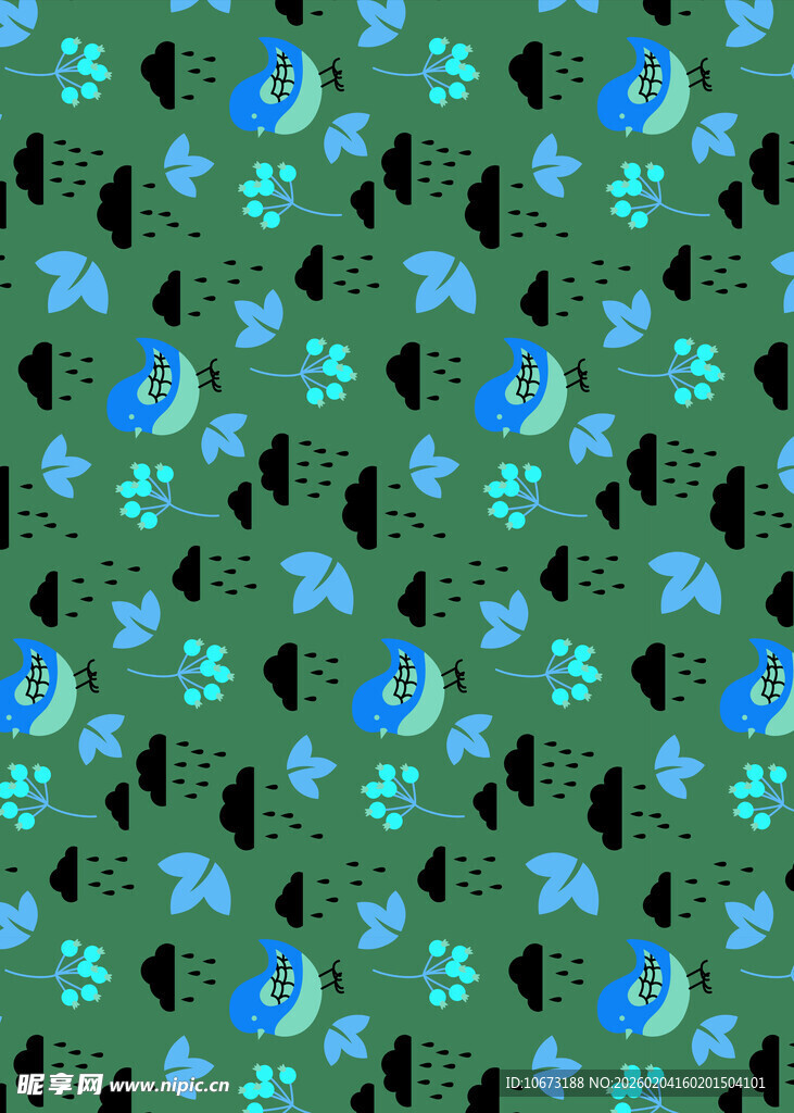 绿色花卉图案背景纹理