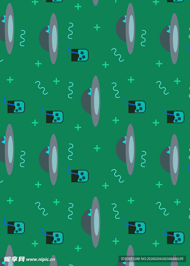 绿色背景的鱼图案纹理