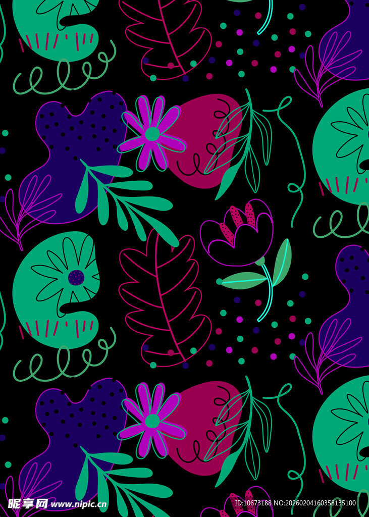 多彩植物图案背景