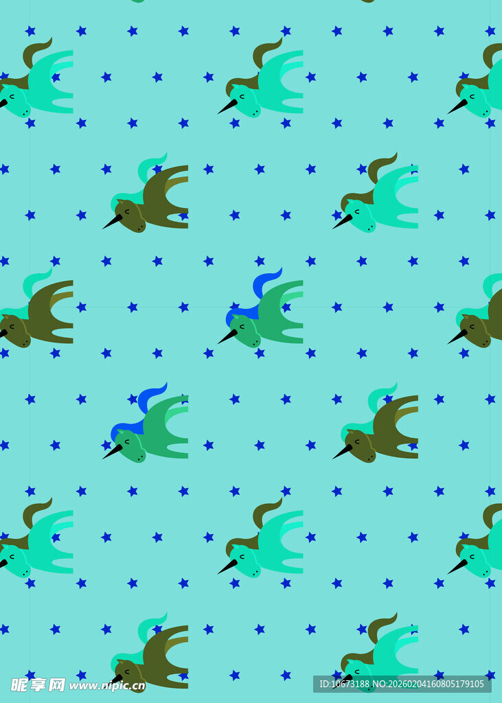 飞鸟图案的清新蓝色背景