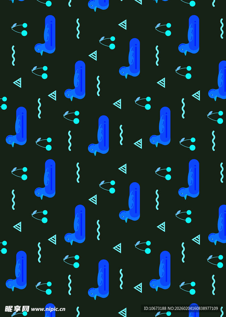 蓝色图案构成的黑色背景纹理