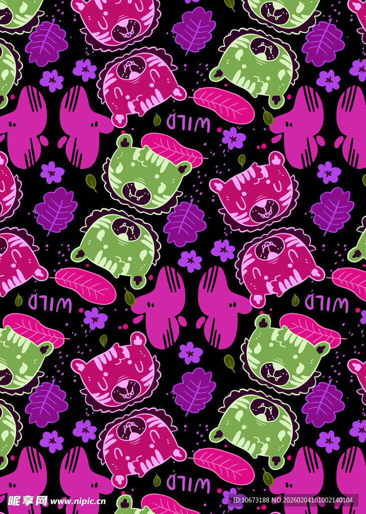 多彩卡通图案背景纹理