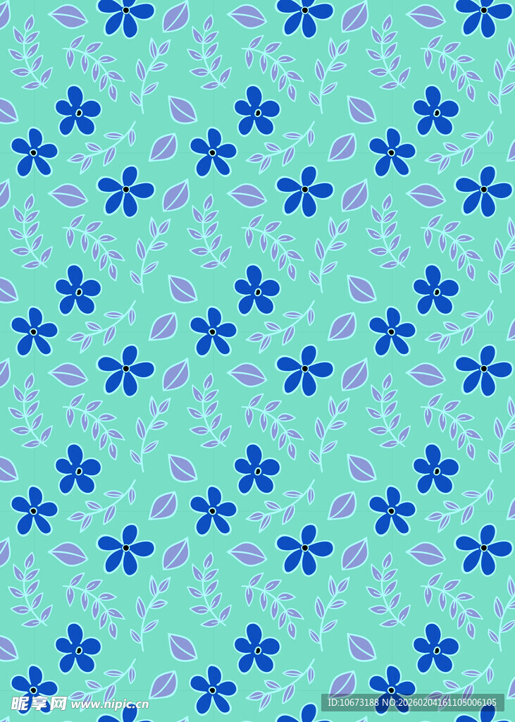 蓝绿花卉图案背景