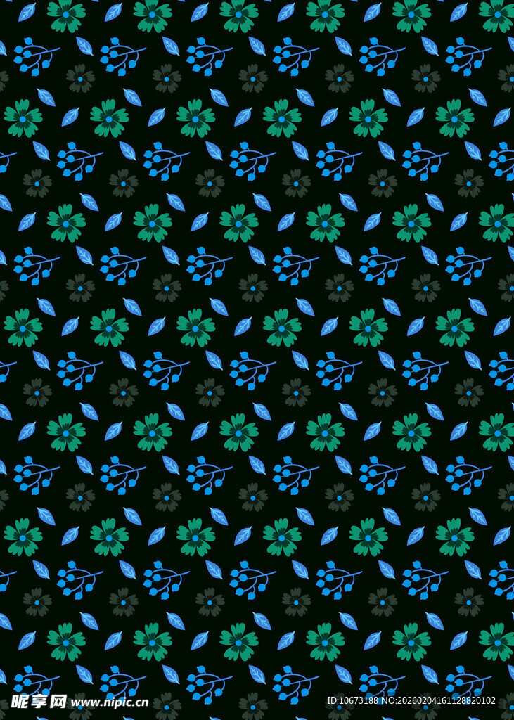 蓝绿花卉图案背景纹理