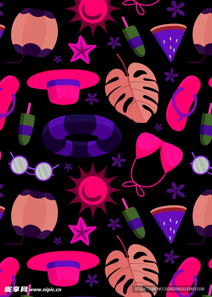 热带风多彩图案背景