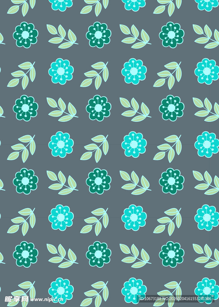 蓝绿花卉几何图案背景