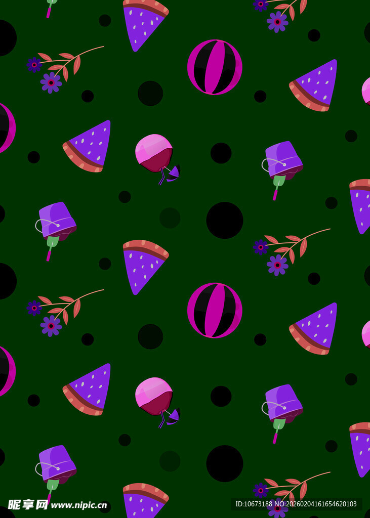 紫色派对元素无缝图案