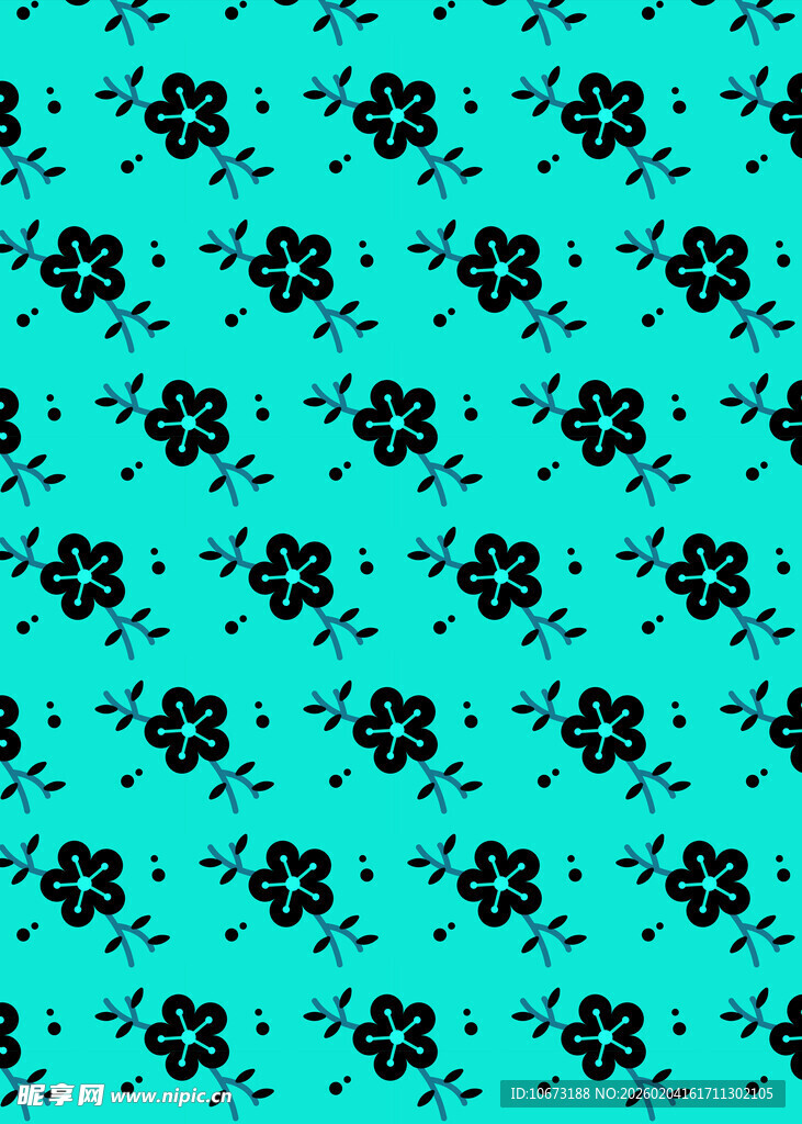 蓝绿底几何花纹图案