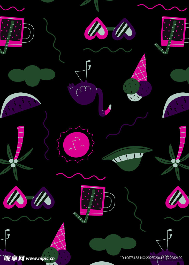 霓虹几何抽象图案设计