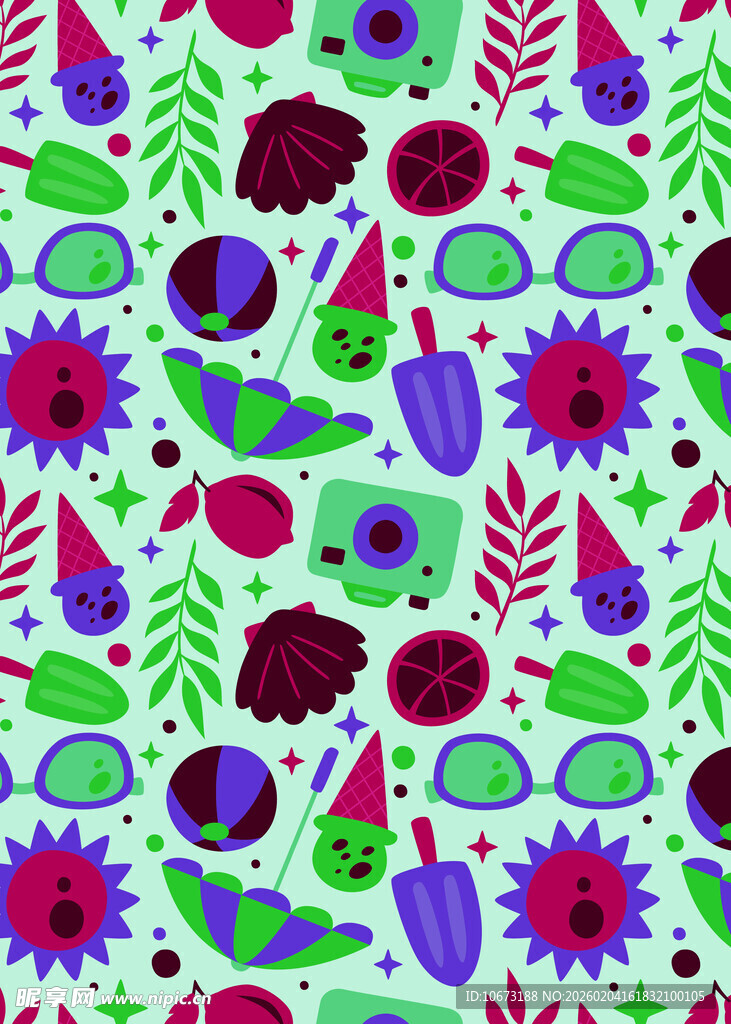 多彩花卉眼镜图案设计