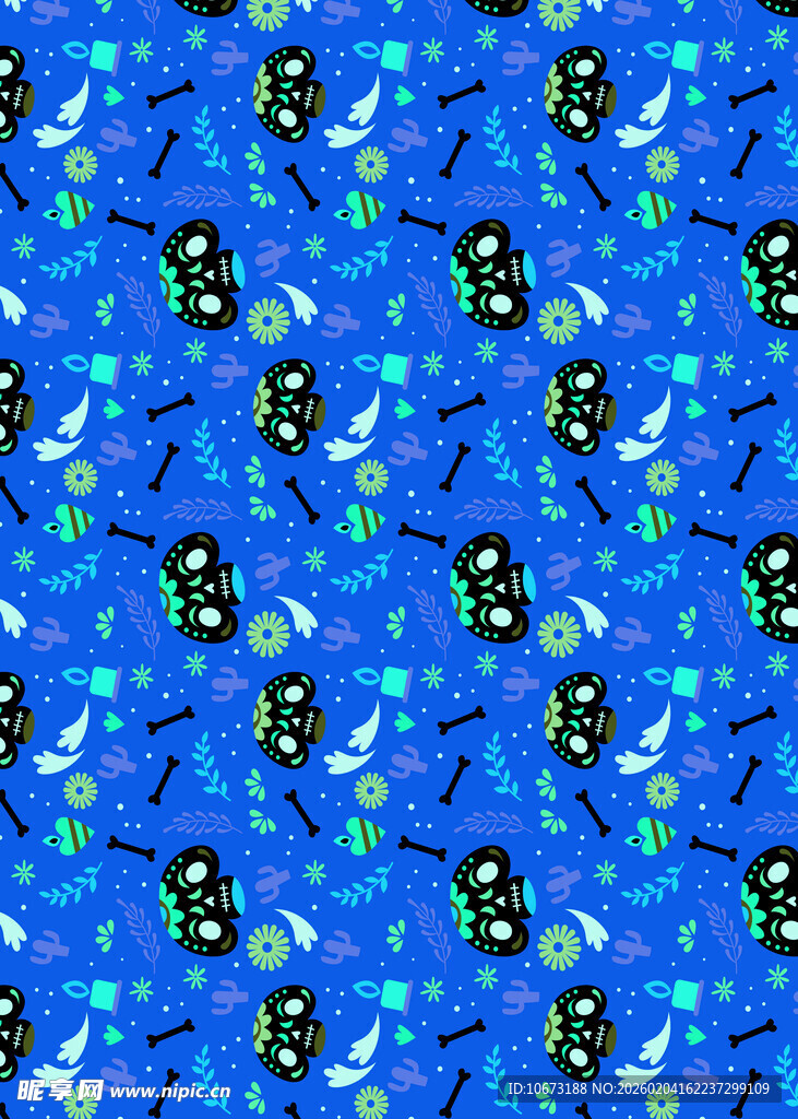 蓝色背景卡通图案纹理