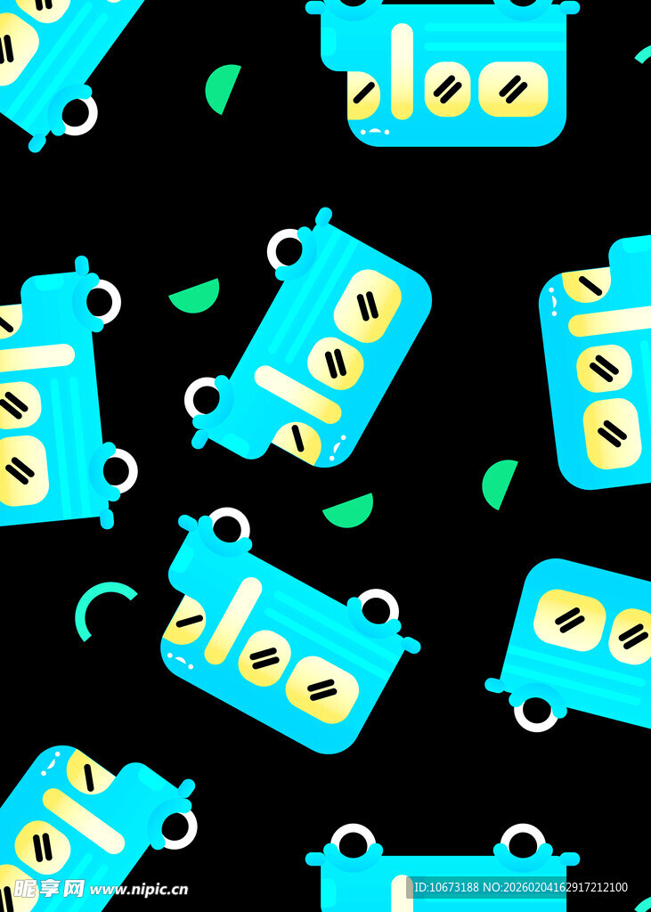 可爱蓝色小怪兽无缝图案