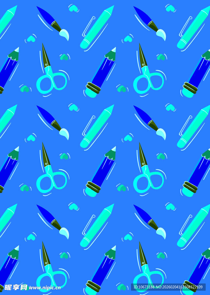 蓝色文具图案背景
