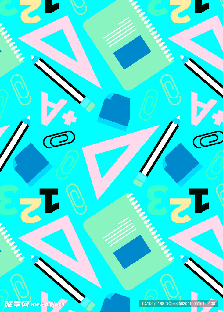 多彩文具几何图案背景
