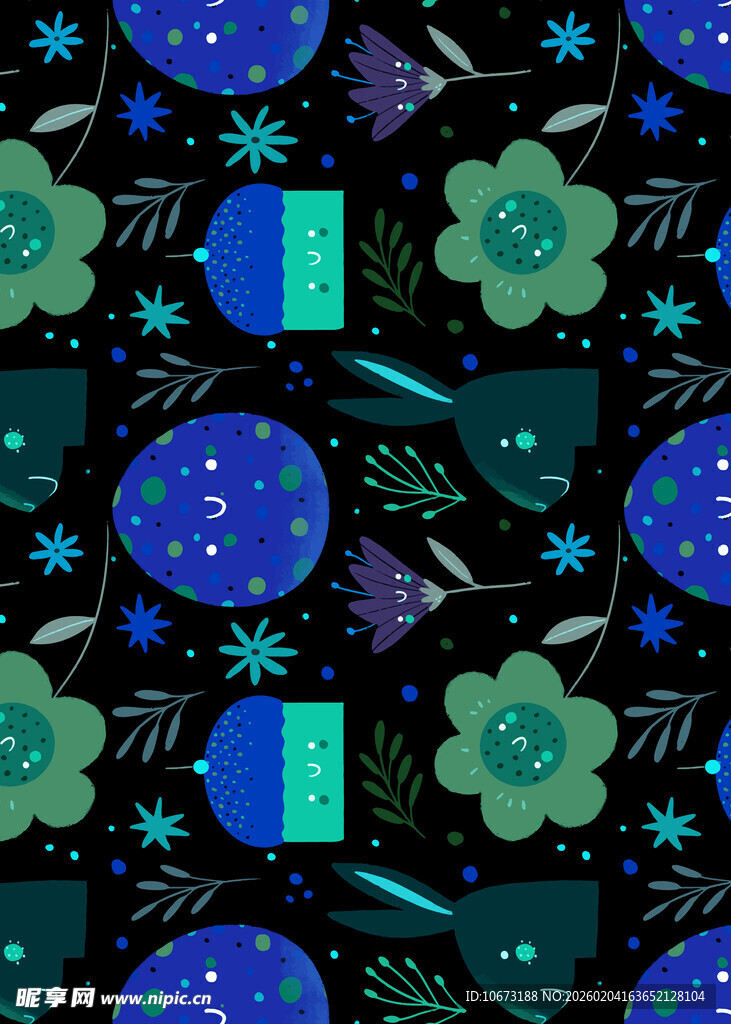 梦幻宇宙花卉图案背景