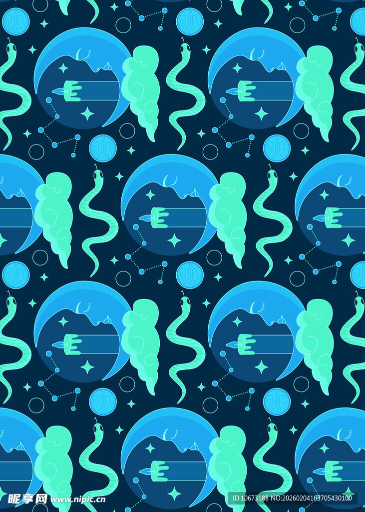 海洋生物无缝图案设计