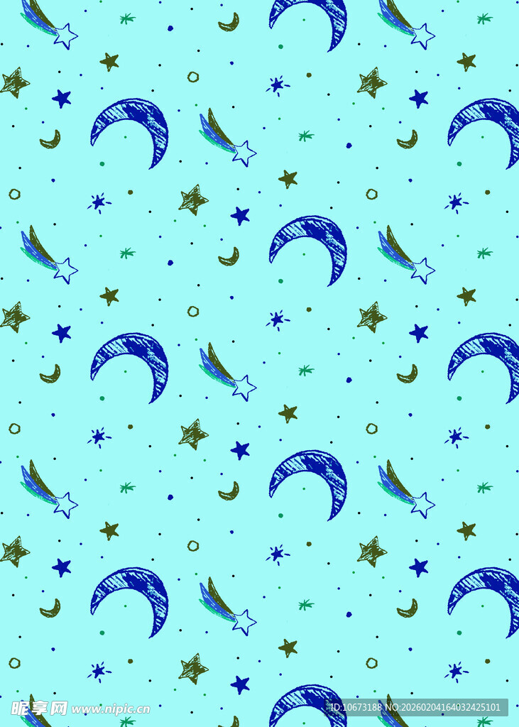 浅蓝色星空月亮图案背景