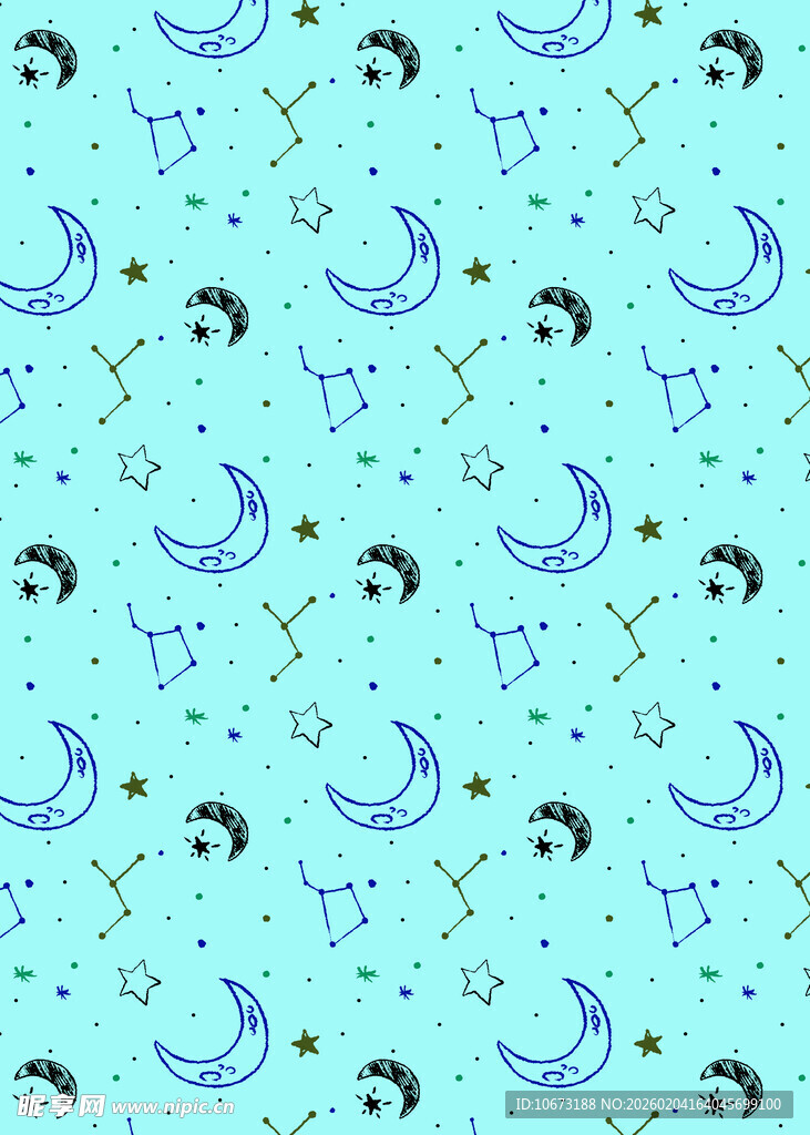 浅蓝色星月图案背景