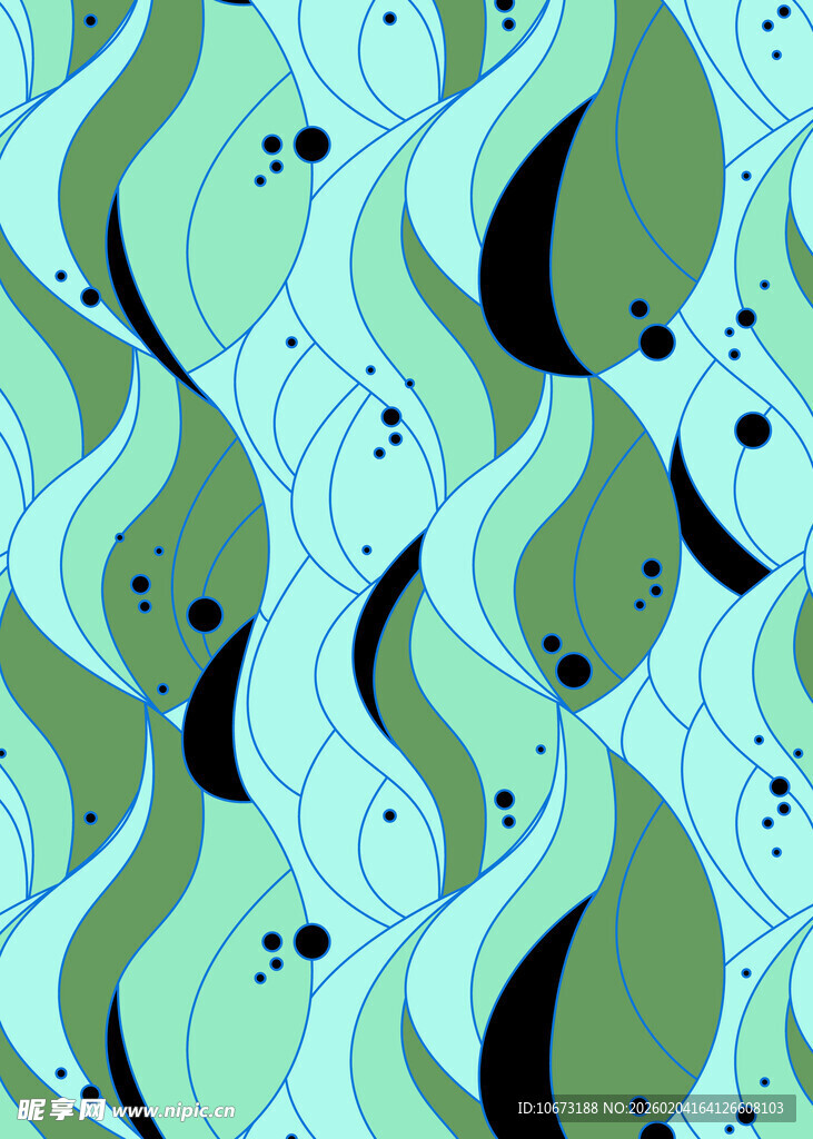 绿调波浪形抽象图案纹理