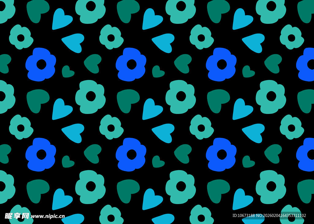 蓝绿花卉图案背景纹理