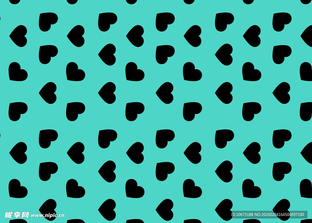 蓝底黑色心形图案背景