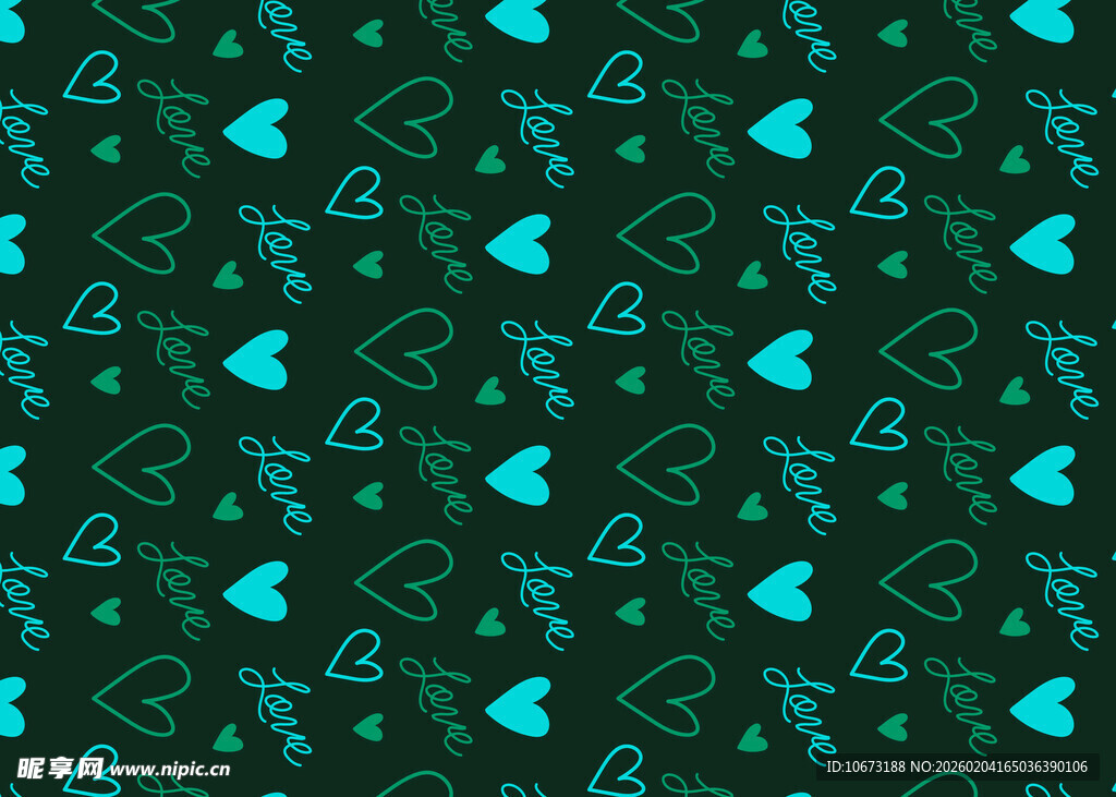 蓝绿爱心图案背景