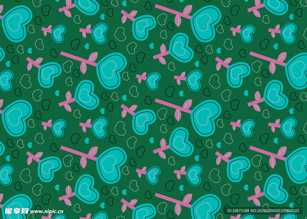 绿色底多彩图案无缝背景