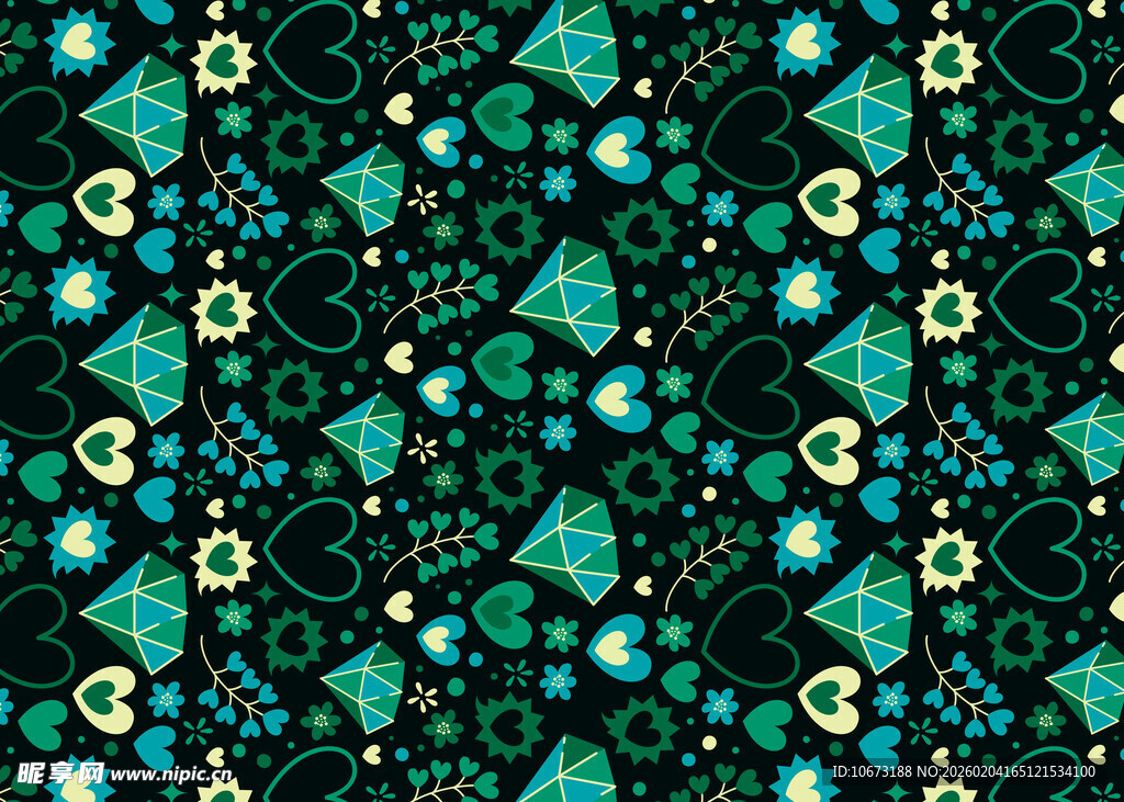 绿色几何图案无缝背景图