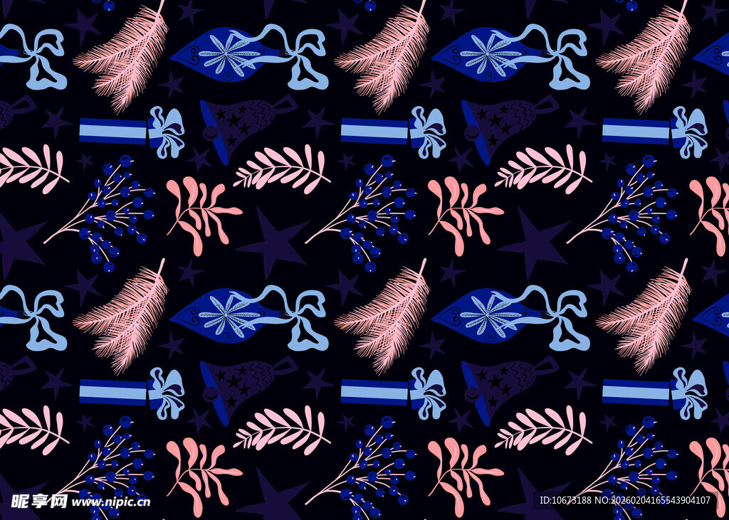 复古花卉羽毛图案设计