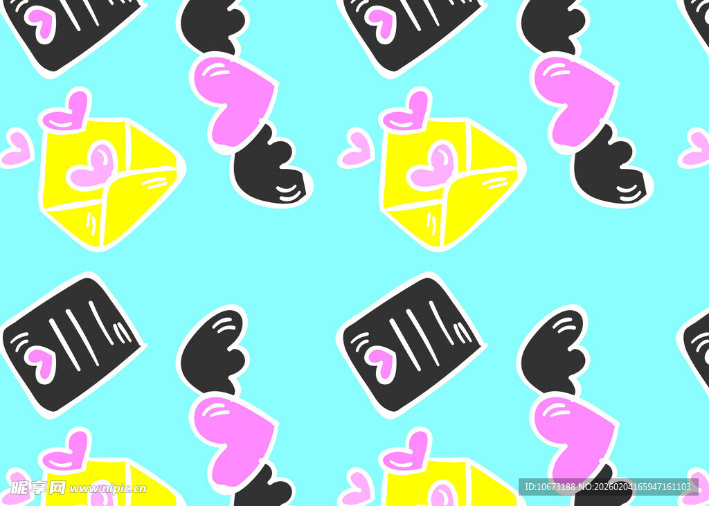 多彩手机与信封图案背景