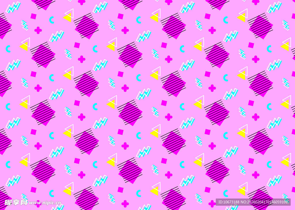 粉色几何图案无缝背景图