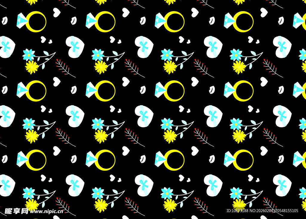 卡通元素黑色背景图案