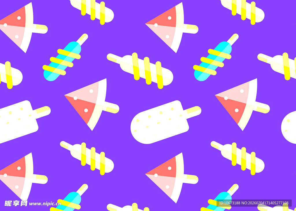 紫色背景多彩冰淇淋图案